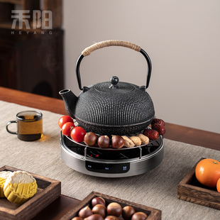 烧水壶家用静音电陶炉煮茶炉 禾阳铁壶煮茶壶铸铁泡茶壶煮茶器套装
