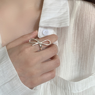 夸张大蝴蝶结戒指女轻奢高级感时尚配饰女 开口戒指女食指指环