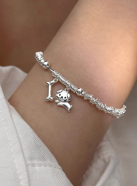 一恋可爱小狗狗手链女ins风小众设计感骨头吊坠手环个性创意百搭