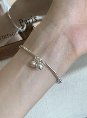 一恋简约小圆球手链女几何弯管冷淡风百搭叠戴手环小众设计感ins