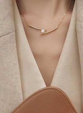 一恋简约线条一字项链女韩版时尚