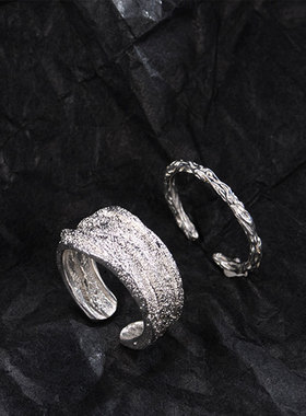 一恋韩版锡箔纸戒指女复古个性创意不规则开口指环素圈细食