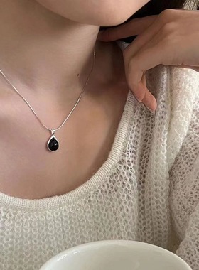 一恋精致黑色小水滴项链女简约时尚个性气质锁骨链百搭颈
