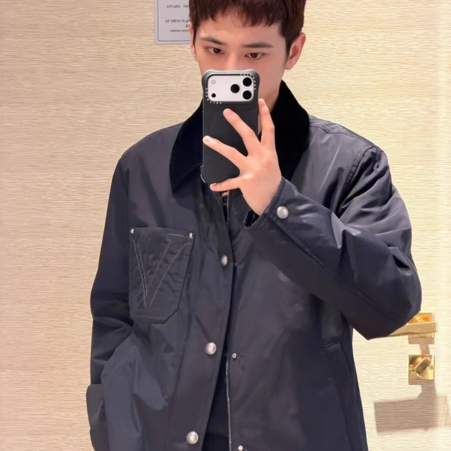 25FW欧美风早秋新款口袋字母刺绣灯芯绒领工装夹克时尚男女外套