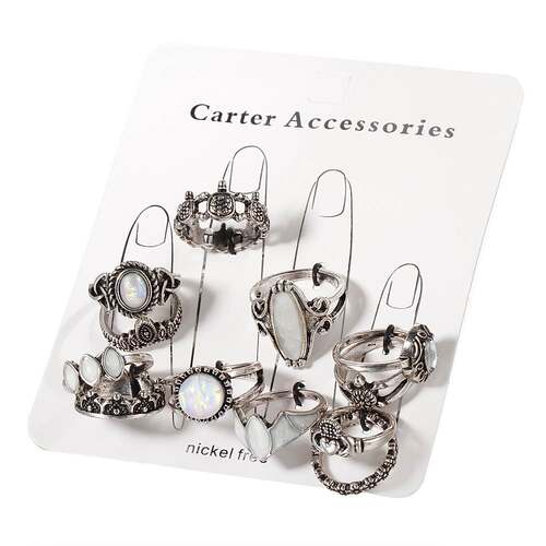 rings women set star jewelry ins网红戒指组合女尾戒套指环小众