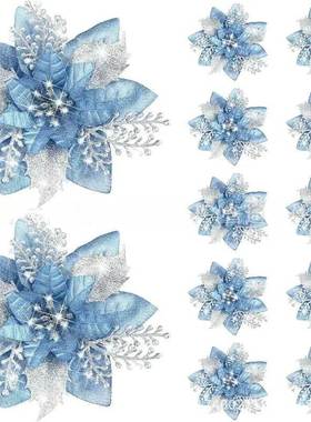 5pcs Glitter Pink Christmas Flowers Xmas Tree 14cm Artifical