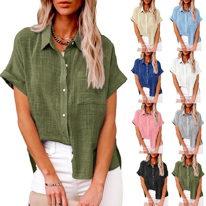 Summer linen comfort women shirt S-5XL ladies Casual tops