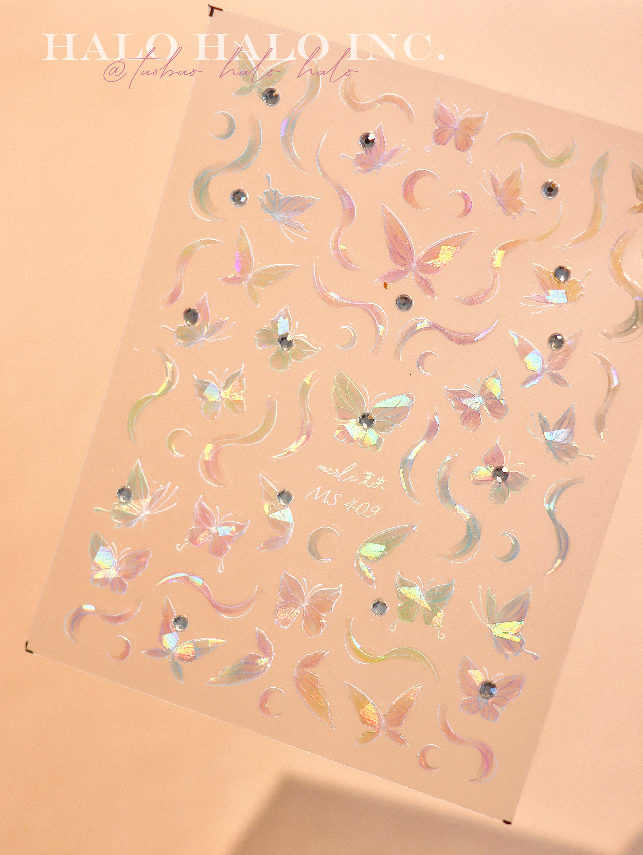 美甲贴纸纸液态蝴蝶镭射丝带蕾舞