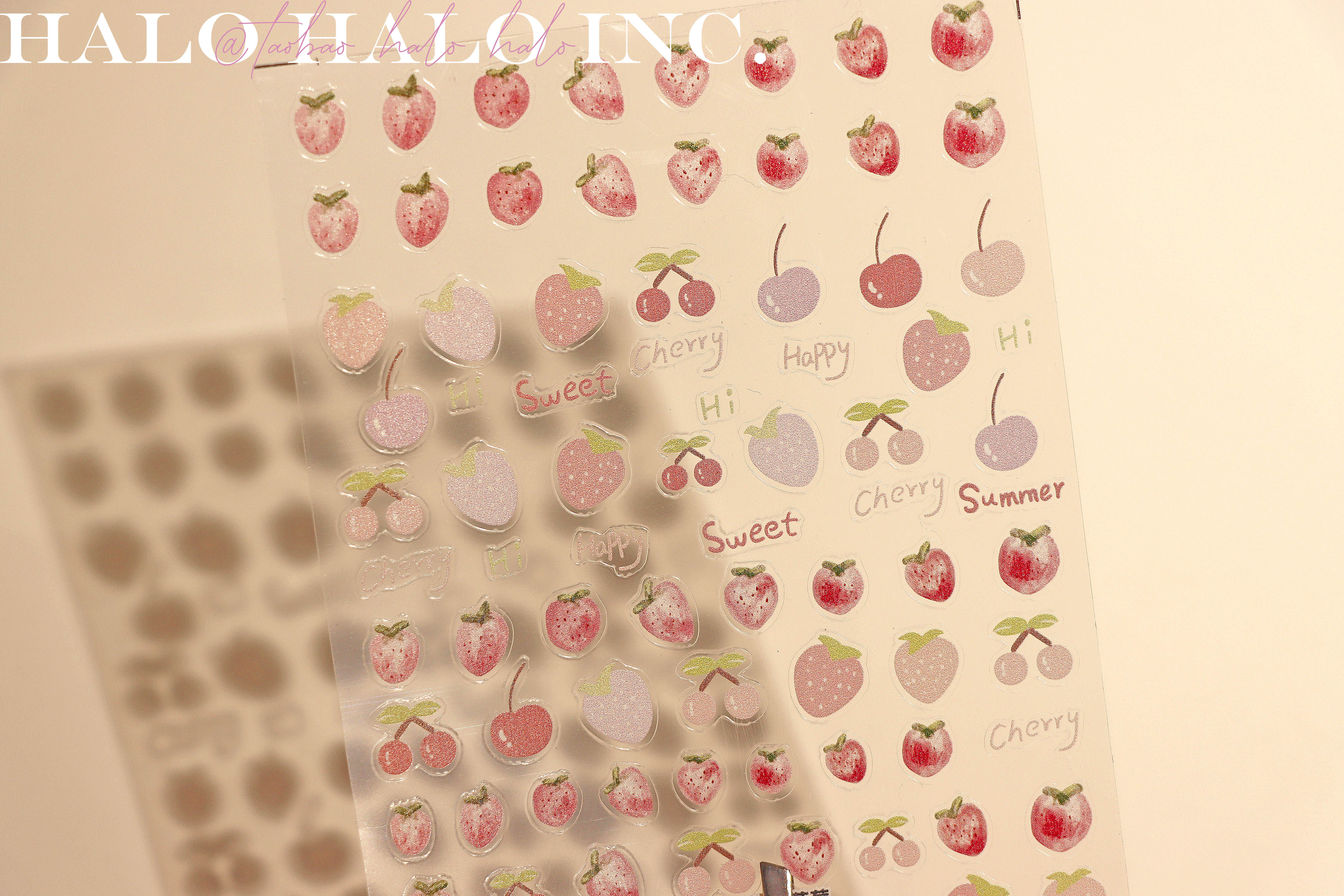 美甲贴纸水果水蜜桃草莓雏菊花朵卡通可爱笑脸兔子小熊彩虹云朵