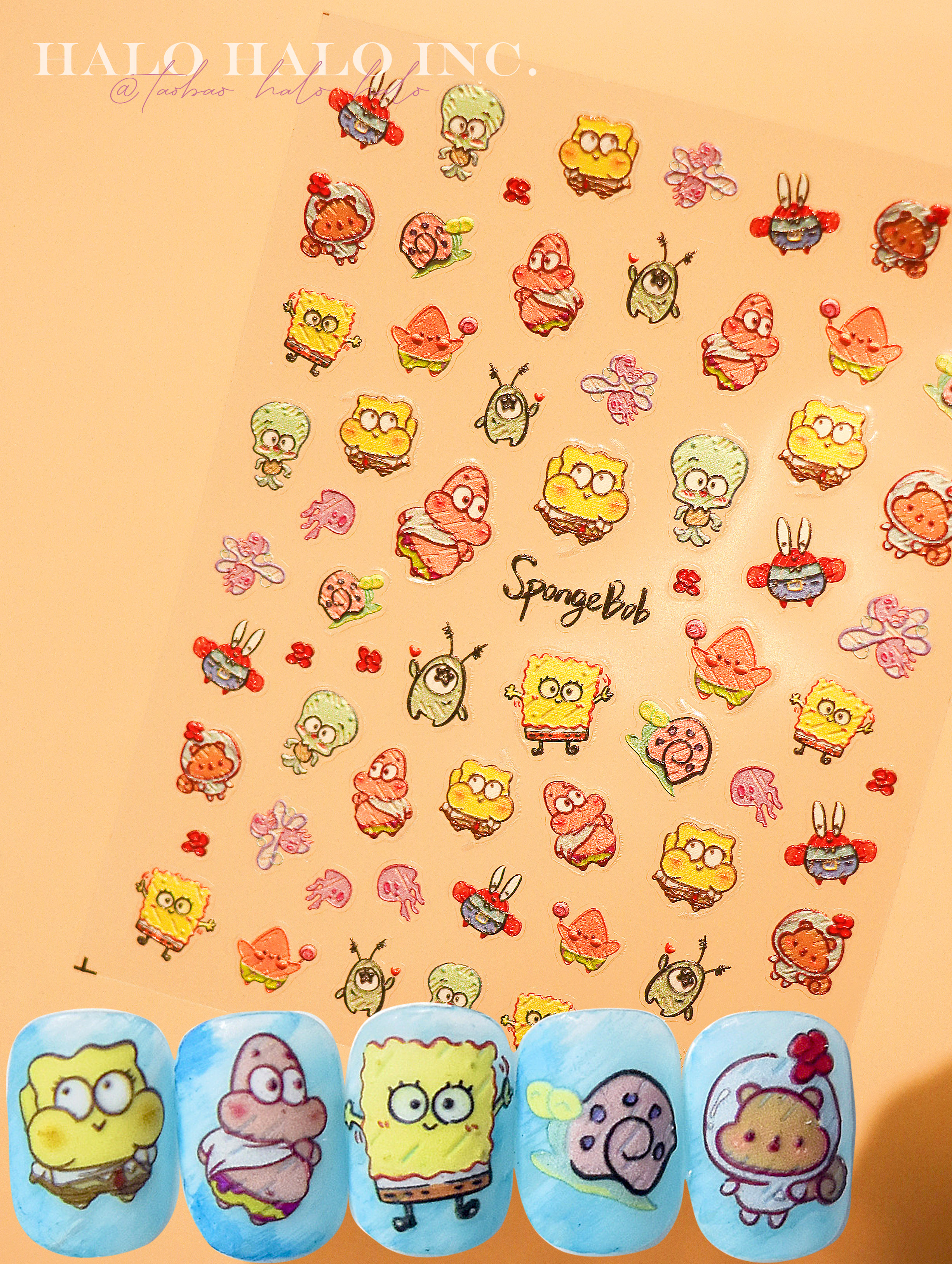 美甲贴纸海绵宝宝派大星卡通儿童