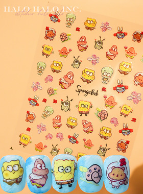 美甲贴纸海绵宝宝可爱卡通儿童动画少女心立体防水浮雕Q萌 派大星