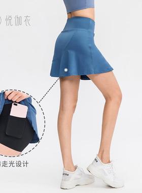 女士运动短裙宽松假两件防走光速干跑步健身裙裤网球半身裙02420