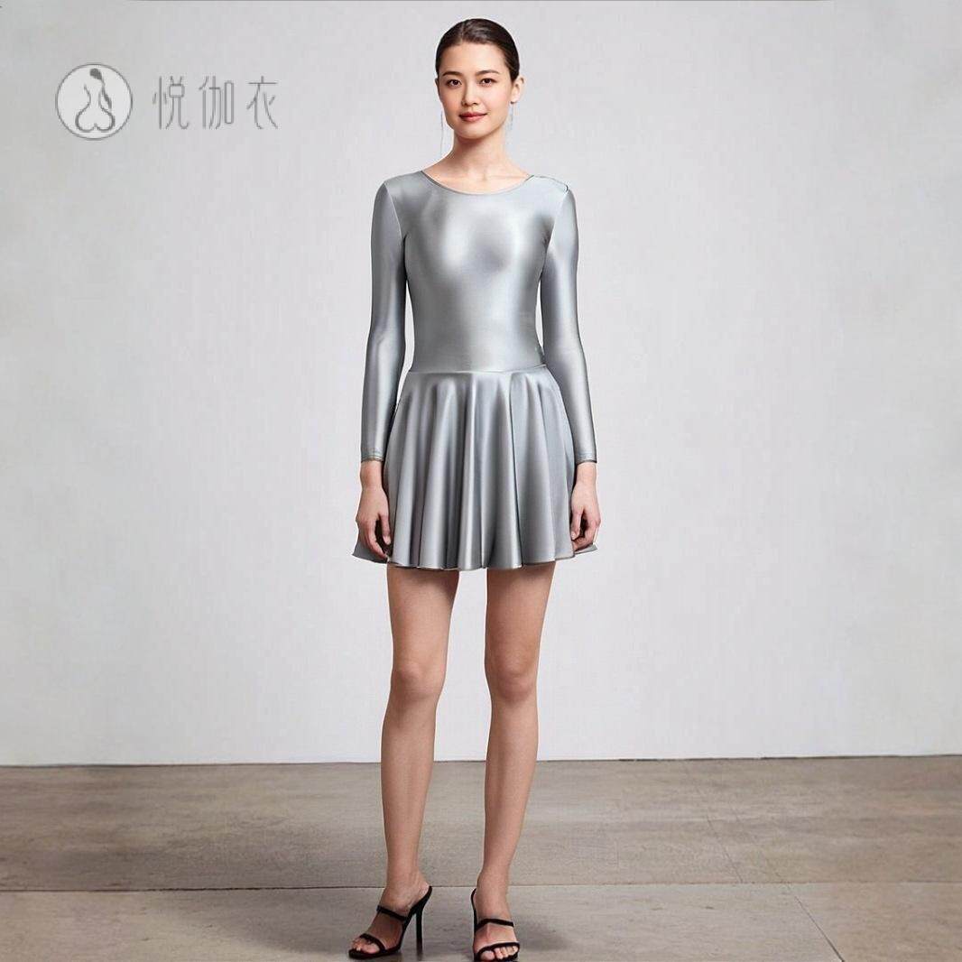 光泽丝滑连体紧身练功裙艺术体操
