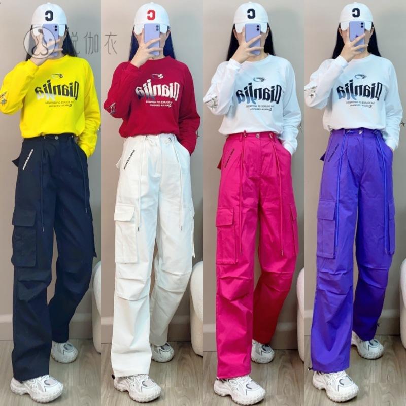 秋冬新款水洗棉工装裤女广场舞