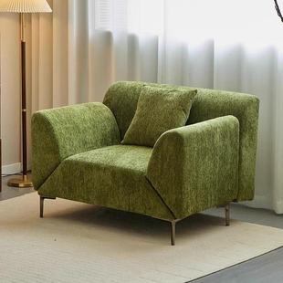 意式极简飞翼休闲椅法式复古客厅布艺沙发床可折叠直排单人沙发