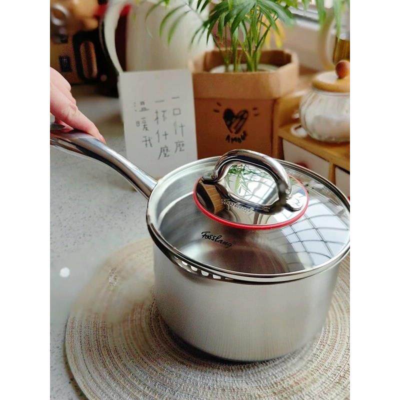 双倒流 滤嘴菲仕朗18-10不锈钢覆合底奶锅煎炒多用小汤锅无涂层锅