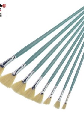 莫奈猪鬃毛扇形笔 美术考试水粉笔单支 水彩丙烯油画鱼尾笔 13618