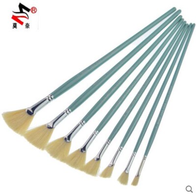 莫奈猪鬃毛扇形笔 美术考试水粉笔单支 水彩丙烯油画鱼尾笔 13618