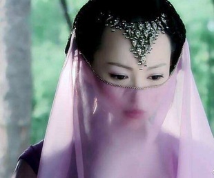 汉服配饰防晒真丝面纱古风挂耳流苏原创仙女紫色发饰古装遮脸蒙面