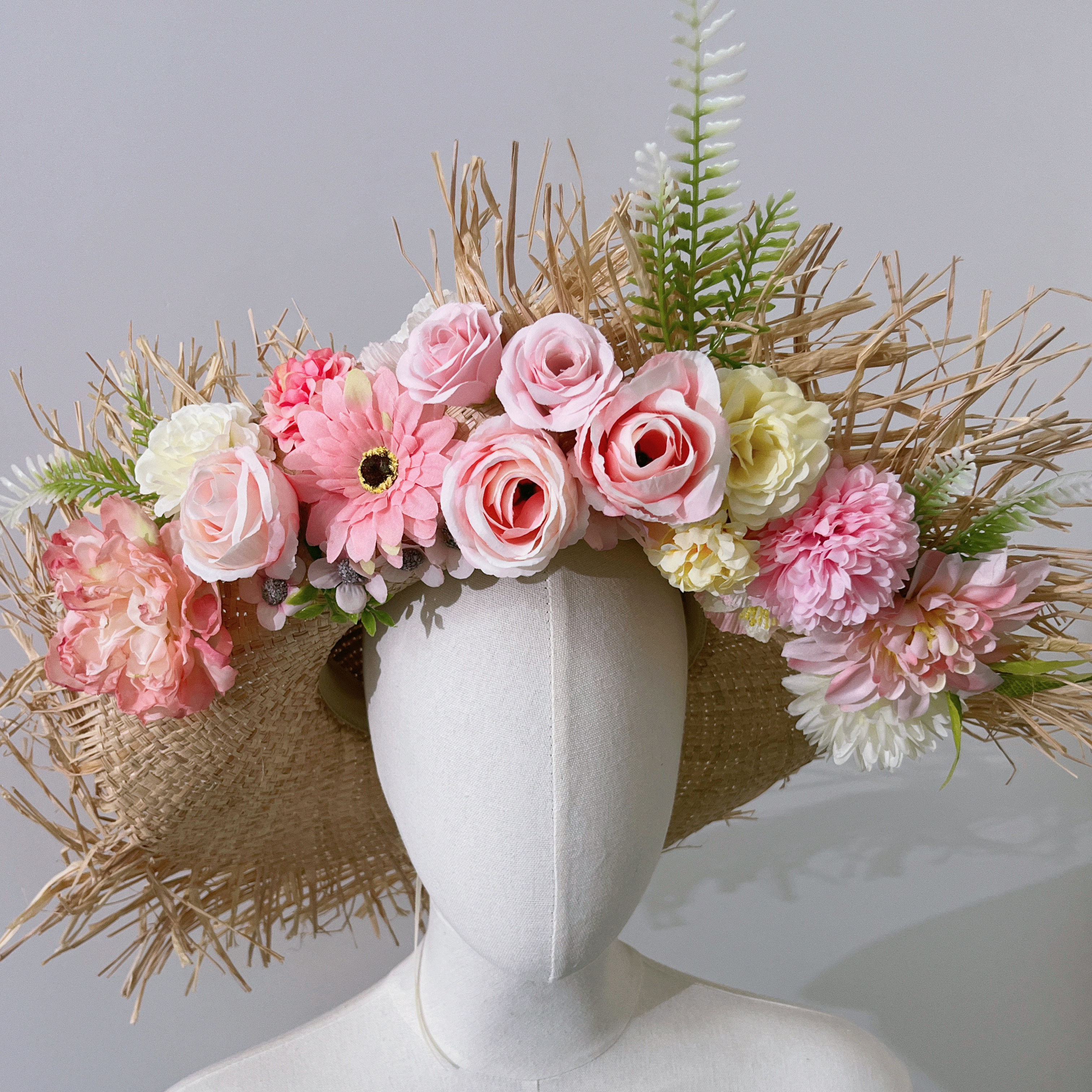 洛丽塔帽子头饰粉色发饰法式帽子女蕾丝优雅复古花朵草帽lolita