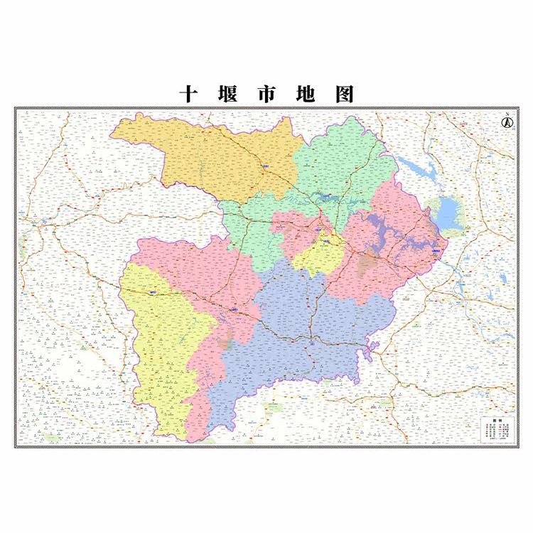 新款十堰市地图办公室挂图高清超大尺寸城区图可定制电子版可装裱