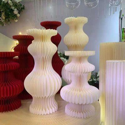 婚庆折叠曲线甜品台罗马柱纸圆柱美人腰路引橱窗装饰展台花瓶道具
