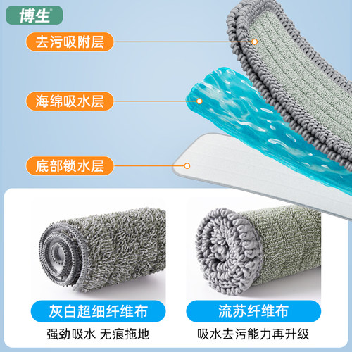 喷水拖把替换布免手洗平板拖布一拖净干湿两用喷雾拖把拖布头