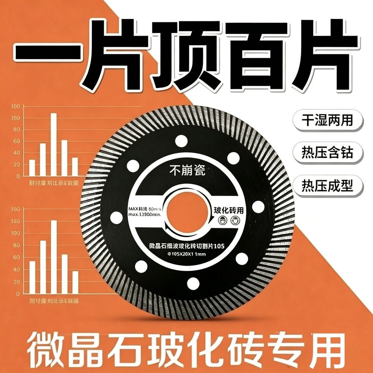 易之力瓷砖玻化砖切割片干切专用锯片超薄干切不崩边正品石材磁砖图片
