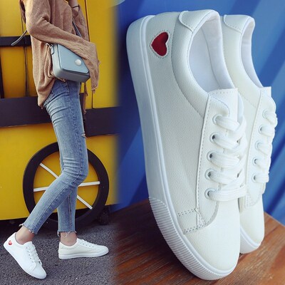 2018 spring flat white shoes women casual wild low help