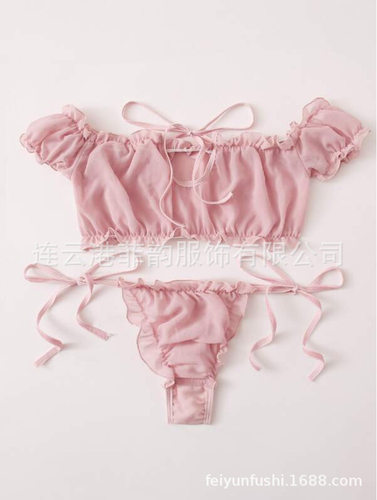 Sexy lingerie chiffon pajamas 2-piece suit women