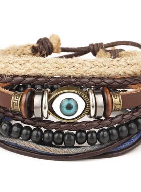 Men beaded knitting fashion braceletsбраслет男士手镯