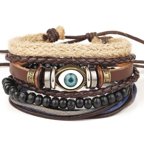 Men beaded knitting fashion braceletsбраслет男士手镯