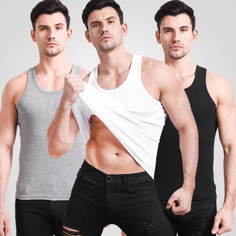 singlet white shirts for mens男背心纯棉夏季V圆领运动透气打底