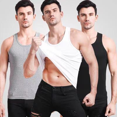 singlet white shirts for mens男背心纯棉夏季V圆领运动透气打底