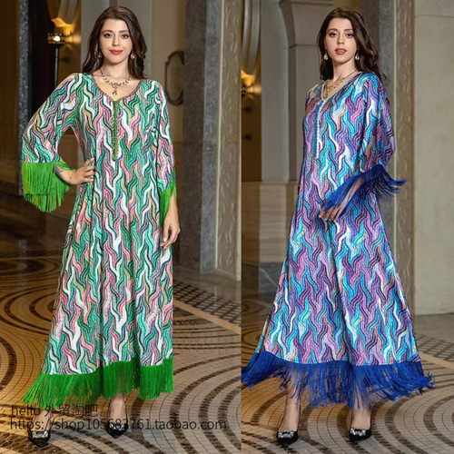中东阿拉伯印花流苏连衣裙 Middle East printed dress