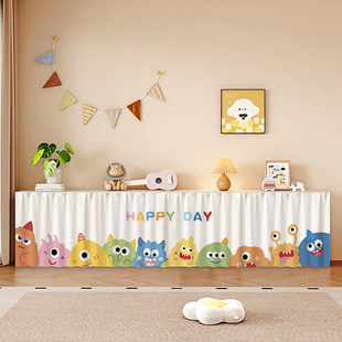 饰遮丑帘防尘布帘免打孔新款 卡通可爱柜子遮挡帘电视机柜鞋 柜装