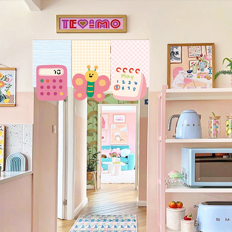 卡通三角短帘旗帘遮挡门帘免打孔