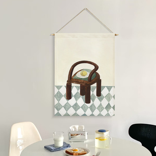 北欧背景布艺挂画挂布餐厅客厅艺术墙壁装饰画背景布遮挡电表箱