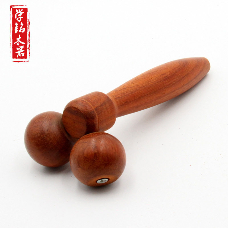 脸部瘦脸按器鸡翅木滚动按器滚轮式按器两球按棒