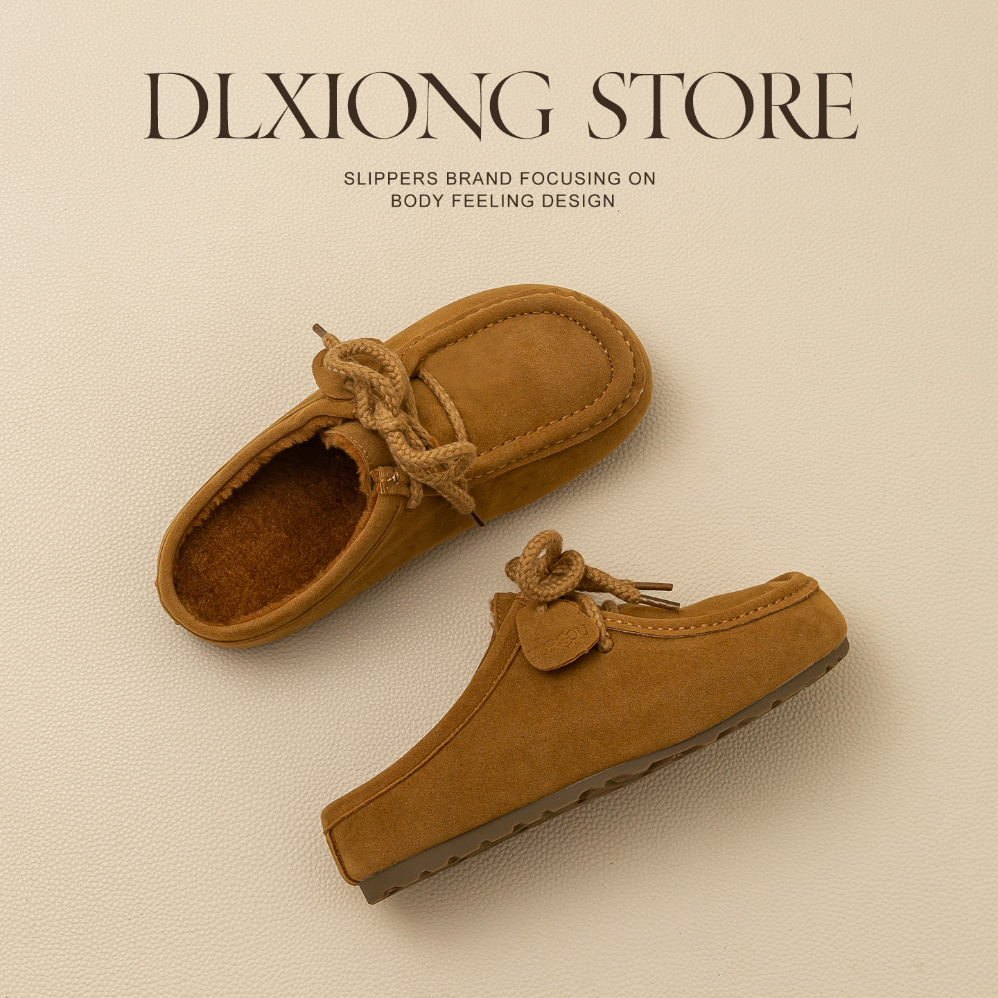 女款袋鼠鞋棉拖鞋一脚蹬外穿