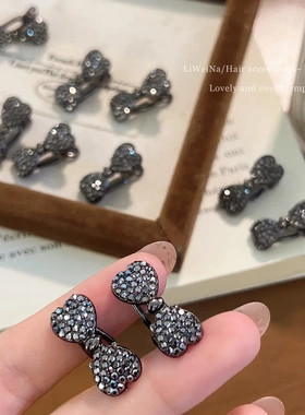高级感满钻蝴蝶结小发夹女侧边刘海夹气质发卡头饰迷你鸭嘴夹子新