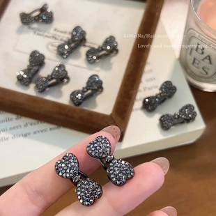 高级感满钻蝴蝶结小发夹女侧边刘海夹气质发卡头饰迷你鸭嘴夹子新