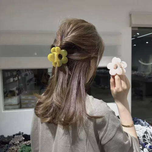 韩系气质百搭花朵抓夹高品质后脑勺盘发半扎发高级感鲨鱼夹发饰ZX