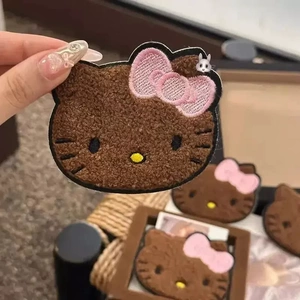 可爱刺绣黑皮KT!猫咪魔术贴发卡无痕刘海贴整理碎发神器发饰品