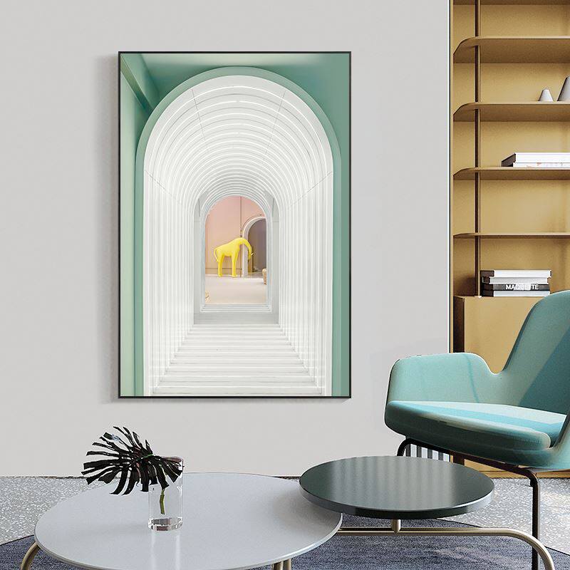 又雪时光隧道 现代简约装饰画建筑空间玄关挂画客厅走廊过道竖版