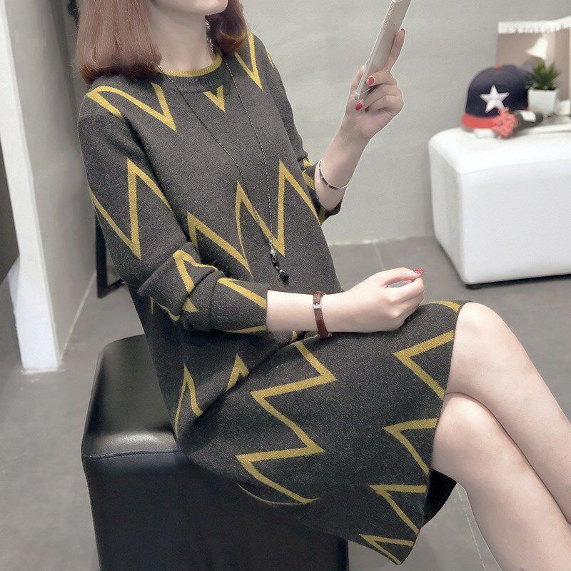2018秋冬加肥大码女装宽松毛衣女显瘦中长款200斤胖mm针织连衣裙|ruв категории Женская одежда, шерстяной свитер - от Buy2taobao.com для оказания профессиональной услуги покупки агента Taobao