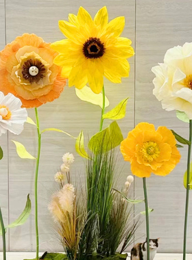 幼儿园大型虞美人皱纹纸艺手工防真花diy材料包环创场景布置装饰