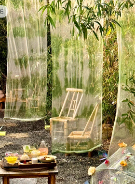 幼儿园扎染绿色纱布春夏户外古风新中式环创场背景地布置装饰挂饰