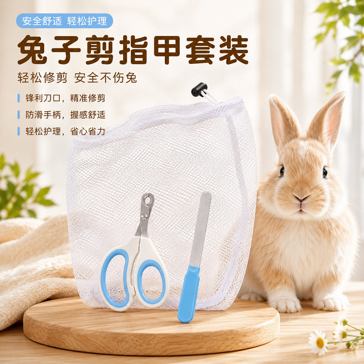 荷兰猪兔子剪指甲网兜专用指甲剪防咬防挣脱小宠物清洁用品套装