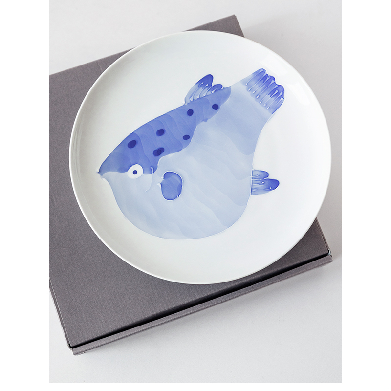 有田烧平盘瓷大众圆形7寸鱼皿